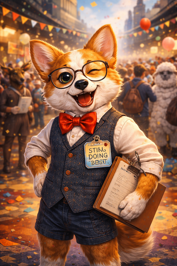 Blenchy (Corgie Head) at Comic Con ZANABIA